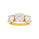 4 DEW White Moissanite 3 Stone Ring in Yellow Gold Plated 925 Silver