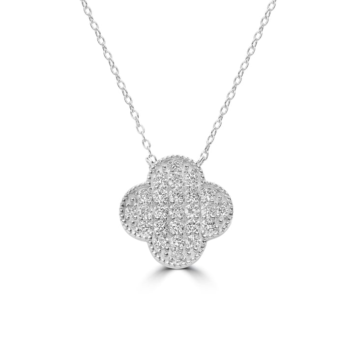 1.05 Cts Lab Grown Diamond Clover Necklace in 925 Platinum Plated