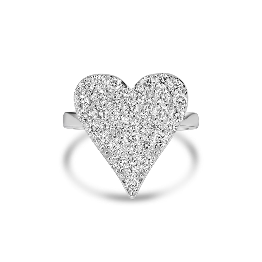 1.31 Cts Lab Grown Diamond Heart Ring in 925 Platinum Plated