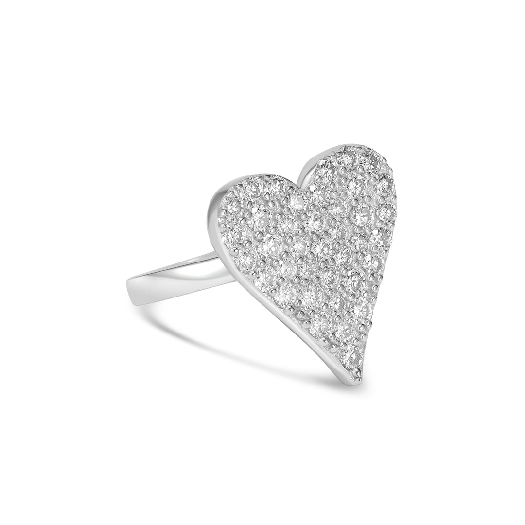 1.31 Cts Lab Grown Diamond Heart Ring in 925 Platinum Plated