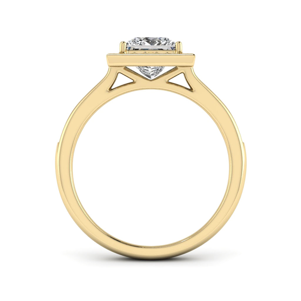 1.30 DEW Princess Cut White Moissanite Halo Ring in 14K Gold
