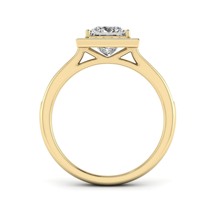 1.30 DEW Princess Cut White Moissanite Halo Ring in 14K Gold