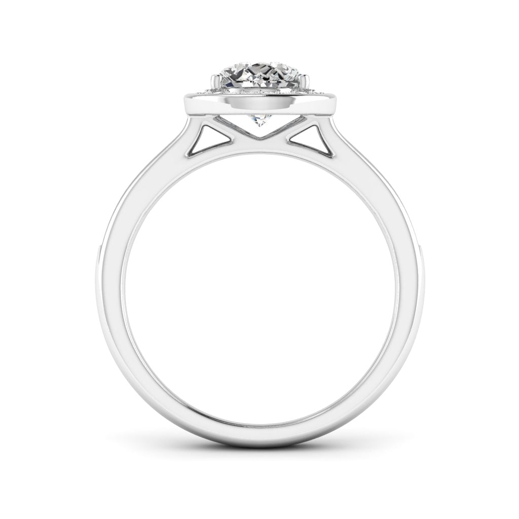 1.50 DEW Pear White Moissanite Halo Ring in 14K Gold