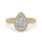 1.50 DEW Pear White Moissanite Halo Ring in 14K Gold