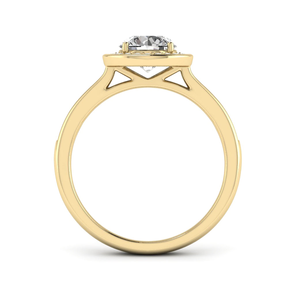 1.00 DEW Round White Moissanite Halo Ring in 14K Gold