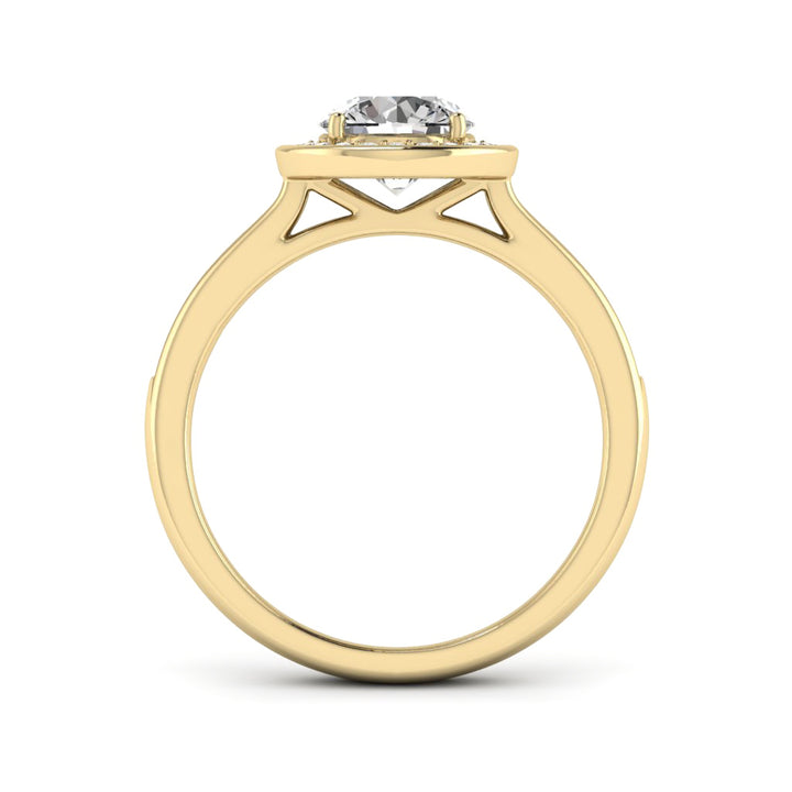 1.00 DEW Round White Moissanite Halo Ring in 14K Gold