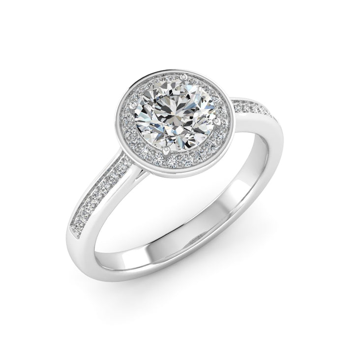 1.00 DEW Round White Moissanite Halo Ring in 14K Gold