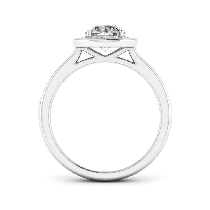 1.00 DEW Round White Moissanite Halo Ring in 14K Gold