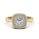 1.00 DEW Cushion White Moissanite Halo Ring in 14K Gold