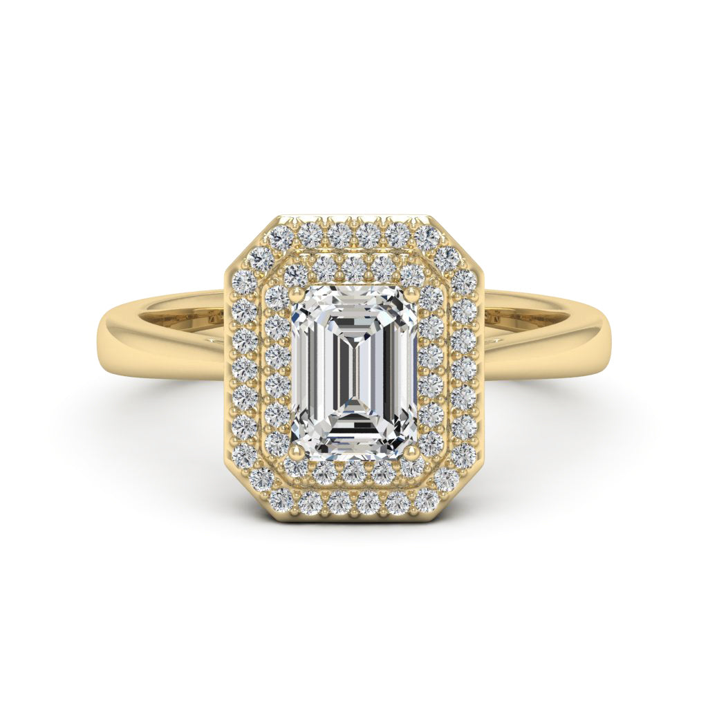 1.00 DEW Octagon White Moissanite Halo Ring in 14K Gold