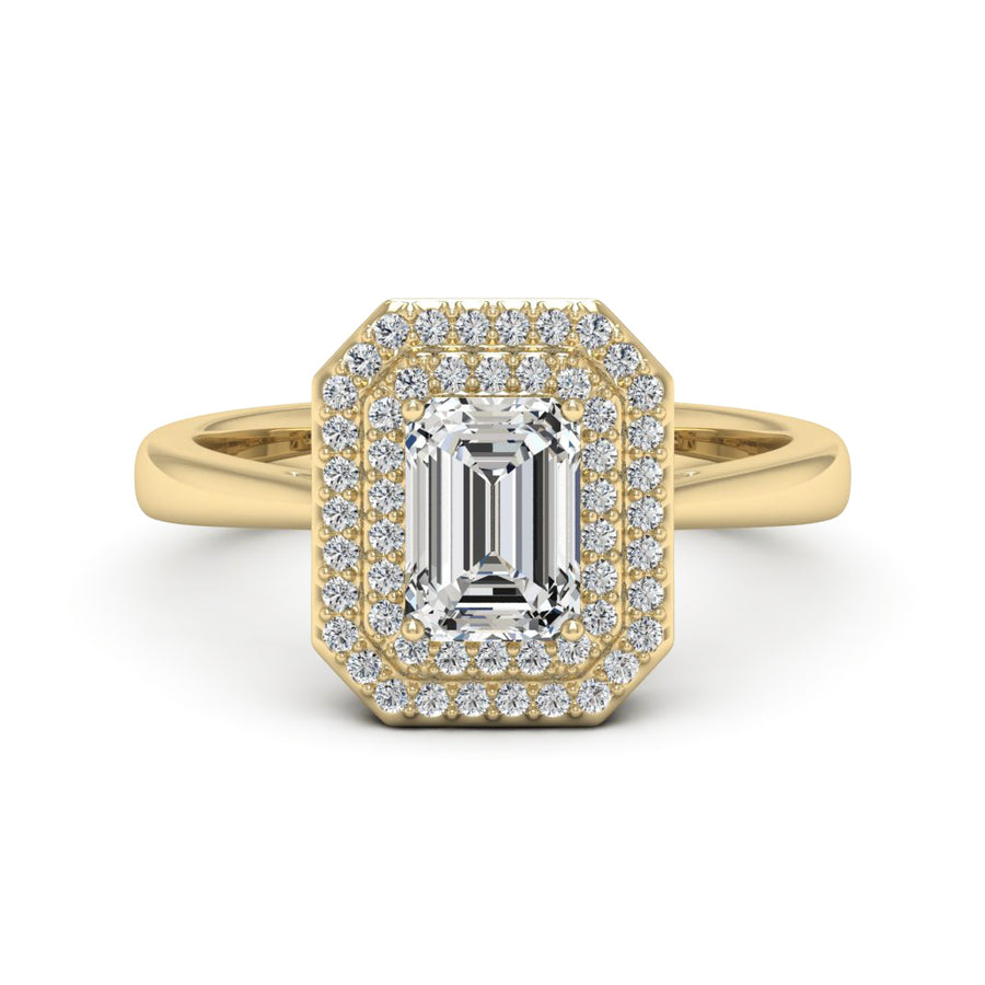 1.00 DEW Octagon White Moissanite Halo Ring in 14K Gold