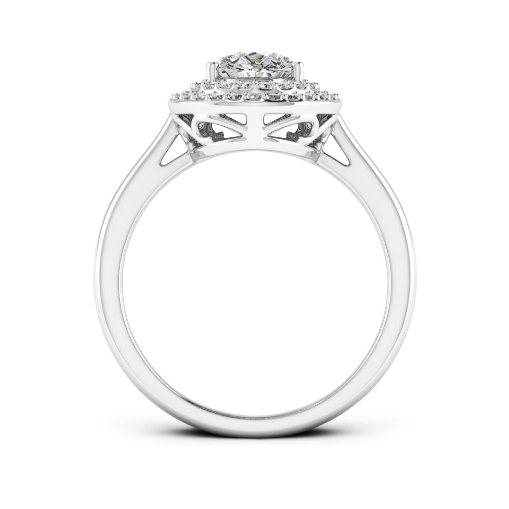 1.50 DEW Pear White Moissanite Halo Ring in 14K Gold