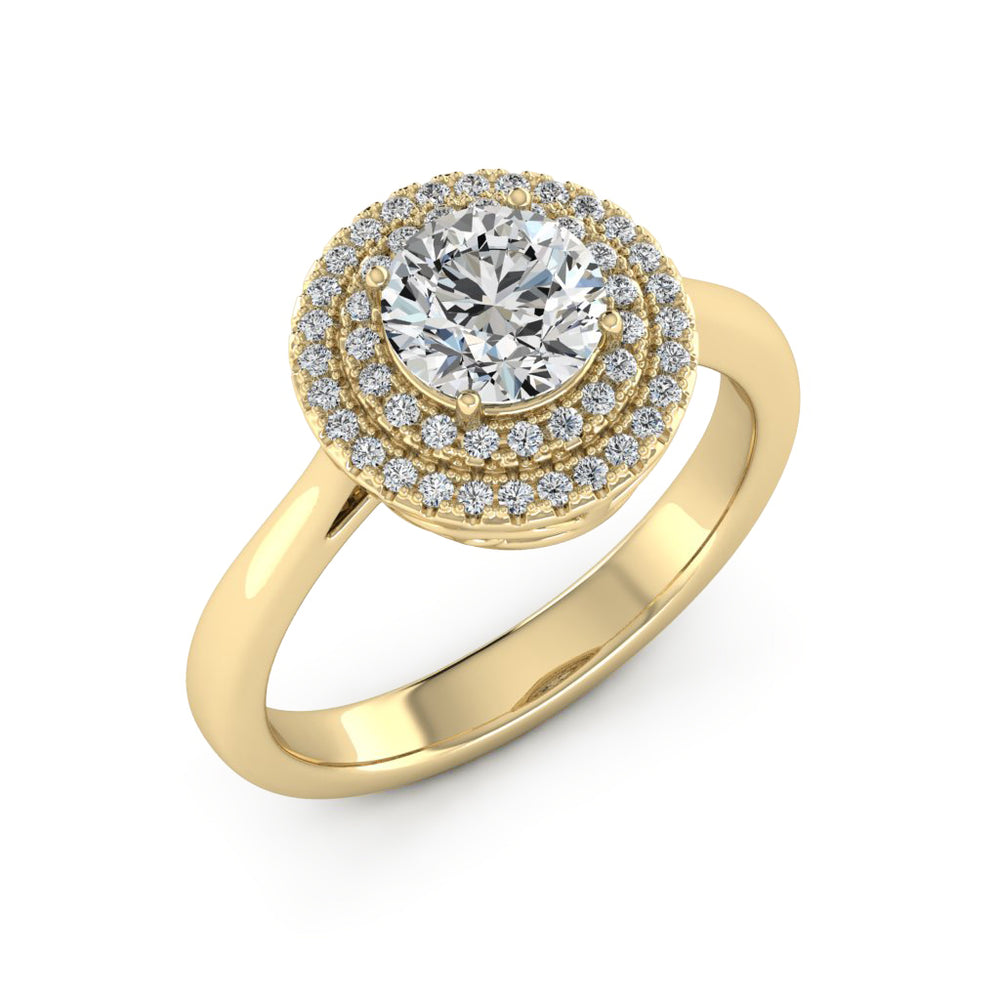 1.00 DEW Round White Moissanite Halo Ring in 14K Gold