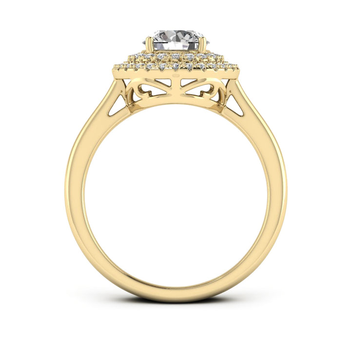 1.00 DEW Round White Moissanite Halo Ring in 14K Gold