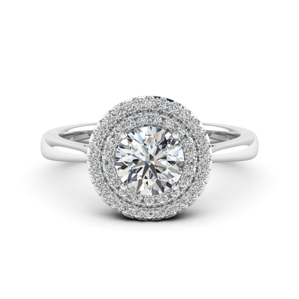 1.00 DEW Round White Moissanite Halo Ring in 14K Gold