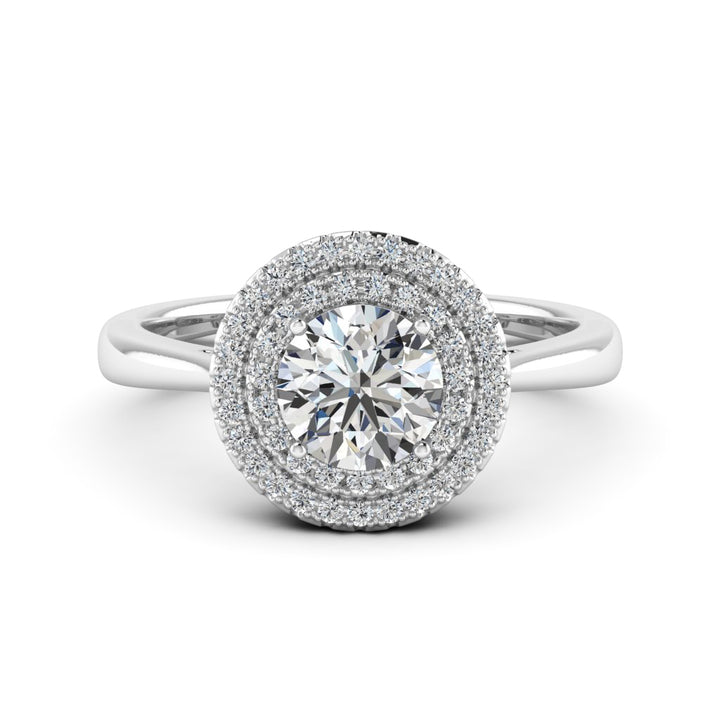 1.00 DEW Round White Moissanite Halo Ring in 14K Gold