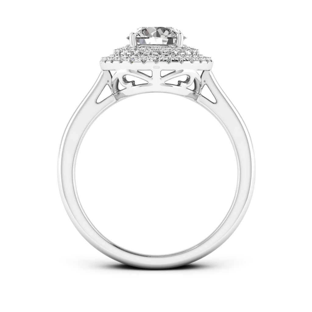 1.00 DEW Round White Moissanite Halo Ring in 14K Gold