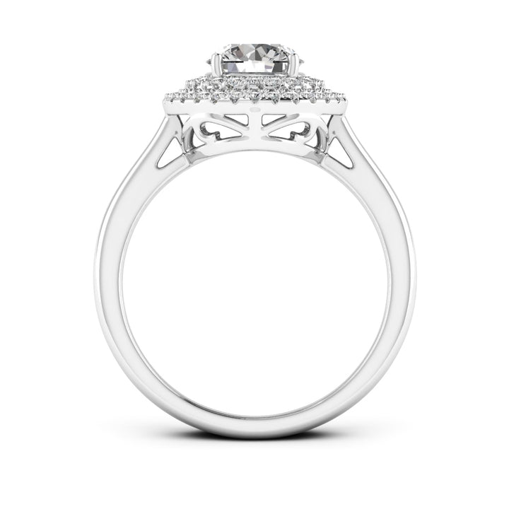 1.00 DEW Round White Moissanite Halo Ring in 14K Gold