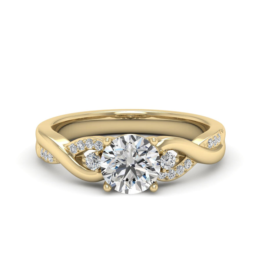 1.00 DEW Round White Moissanite Ring in 14K Gold