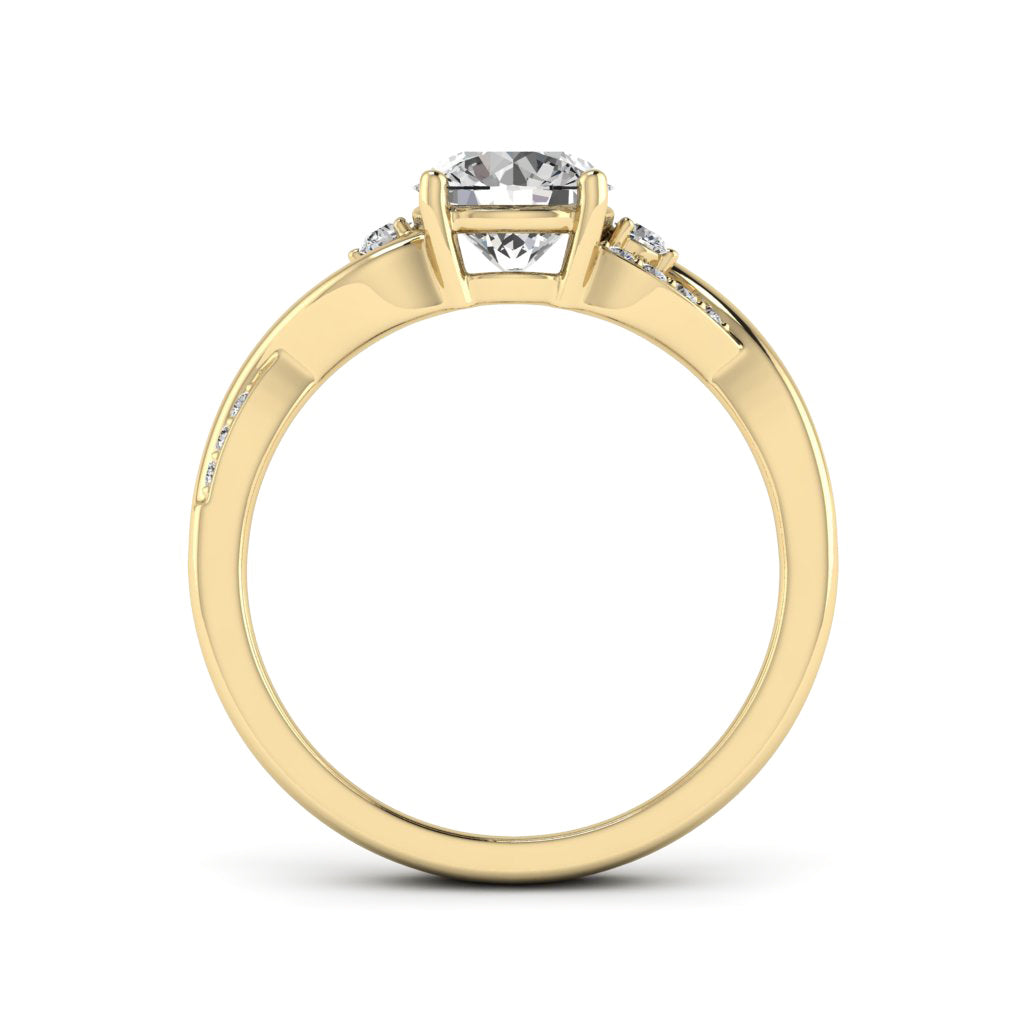 1.00 DEW Round White Moissanite Ring in 14K Gold