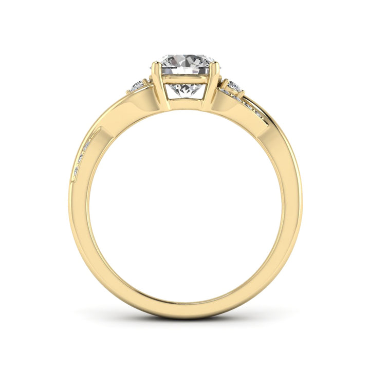 1.00 DEW Round White Moissanite Ring in 14K Gold