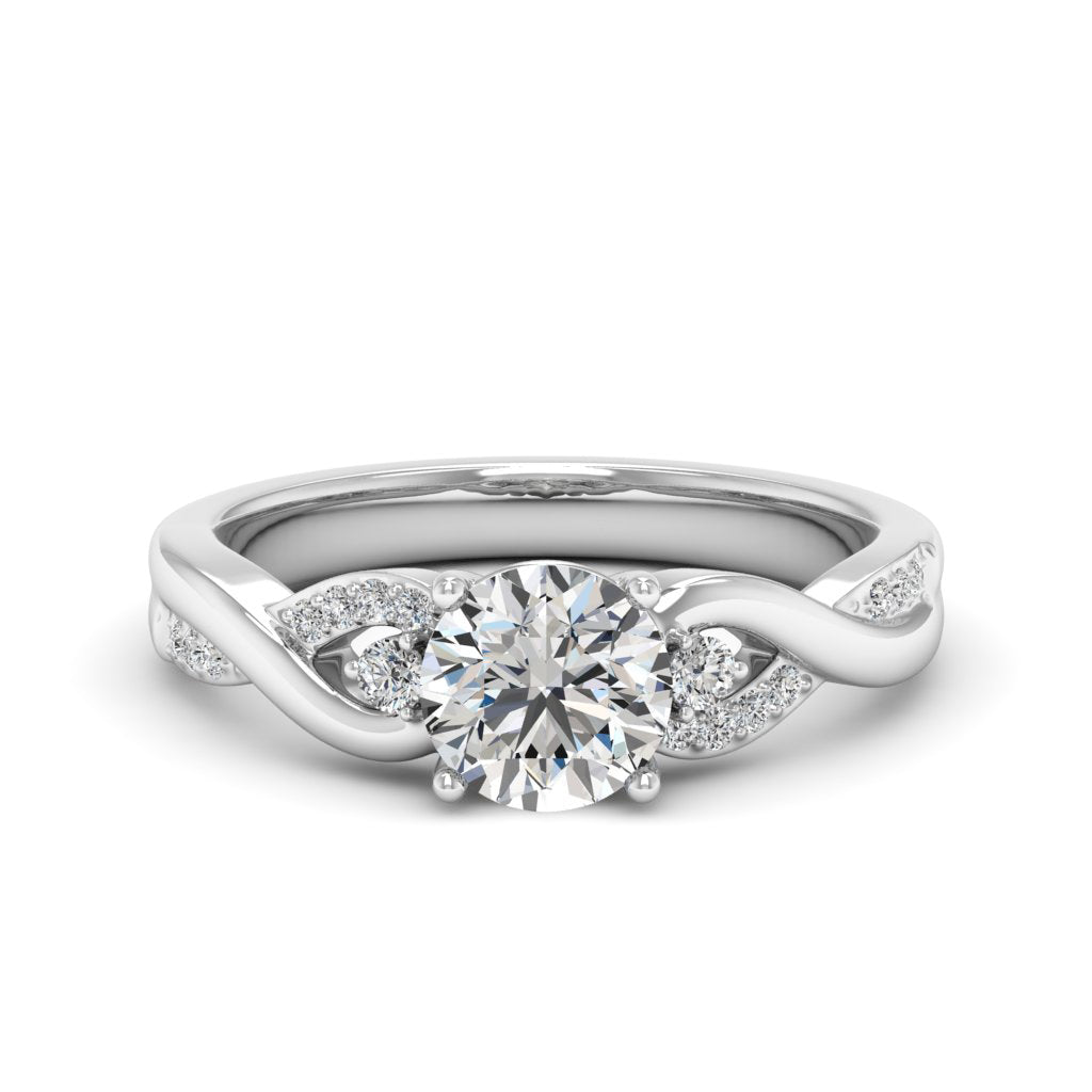 1.00 DEW Round White Moissanite Ring in 14K Gold