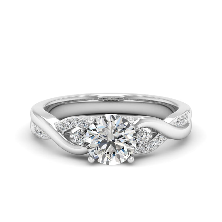 1.00 DEW Round White Moissanite Ring in 14K Gold