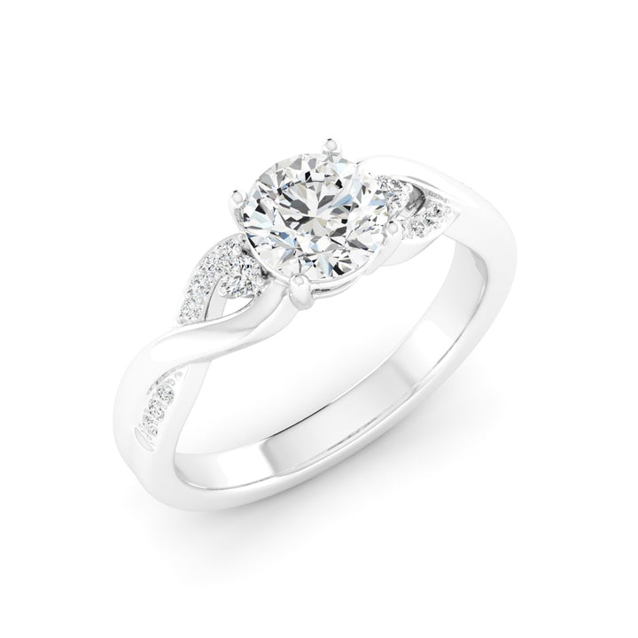 1.00 DEW Round White Moissanite Ring in 14K Gold