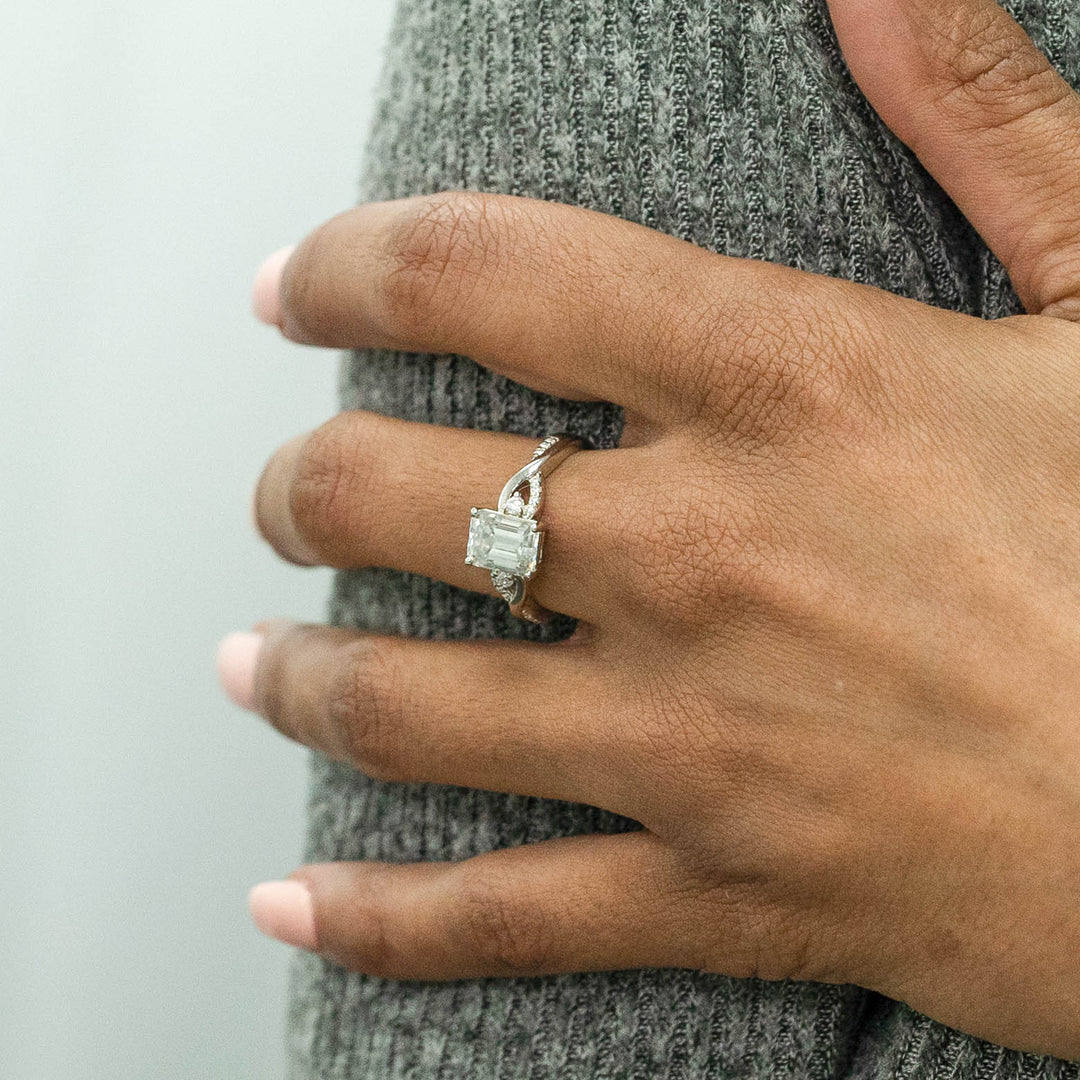 2.00 DEW Octagon White Moissanite Ring in 14K Gold
