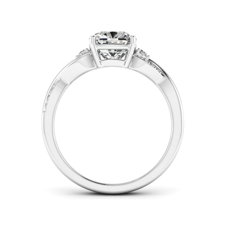 2.00 DEW Cushion White Moissanite Ring in 14K Gold