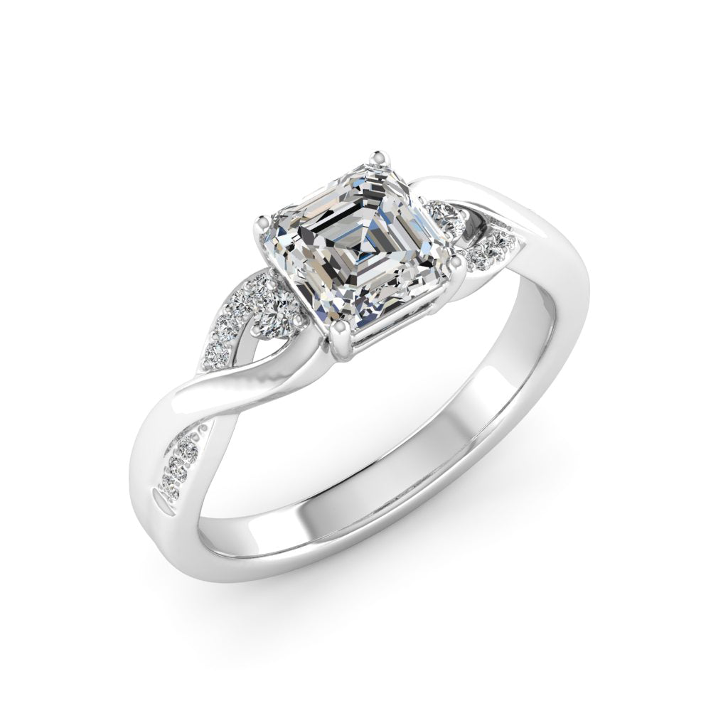 1.00 DEW Octagon White Moissanite Ring in 14K Gold