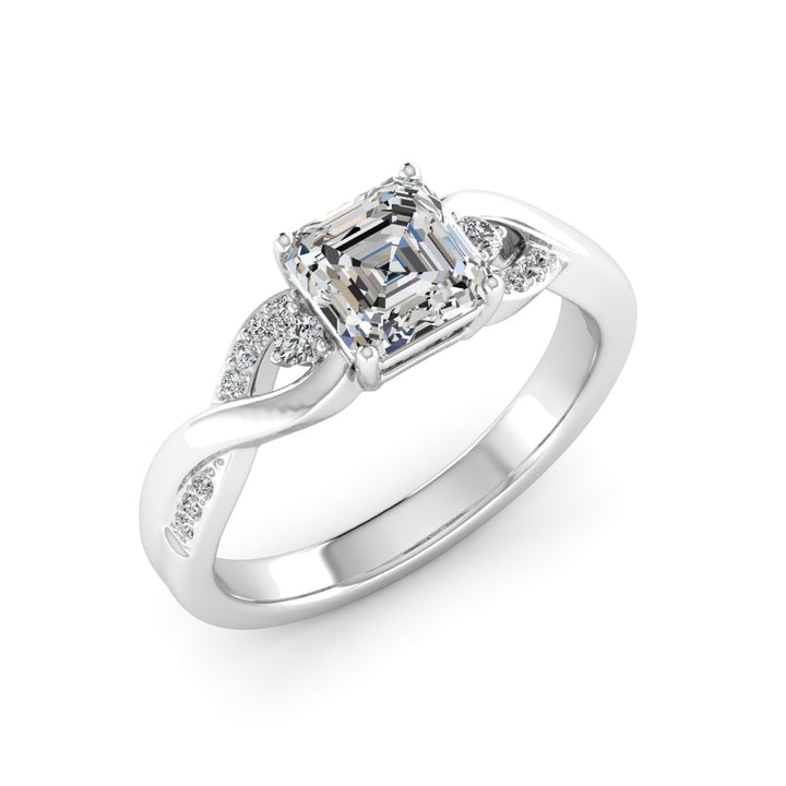 1.00 DEW Octagon White Moissanite Ring in 14K Gold