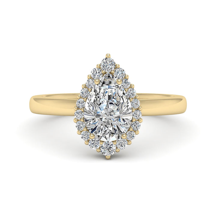 1.50 DEW Pear White Moissanite Ring in 14K Gold