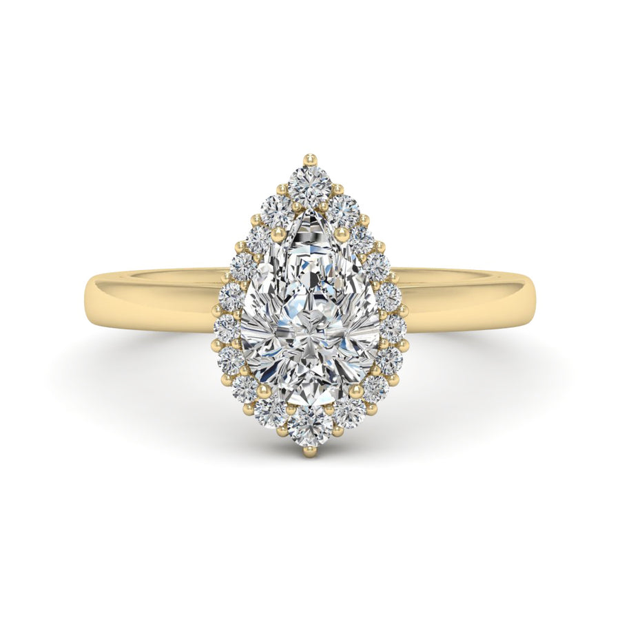 1.50 DEW Pear White Moissanite Ring in 14K Gold