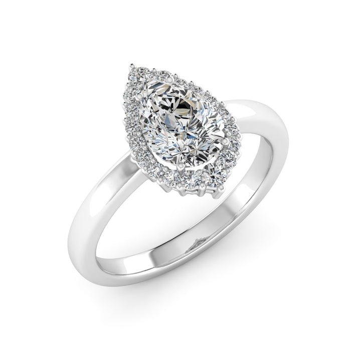 1.50 DEW Pear White Moissanite Ring in 14K Gold