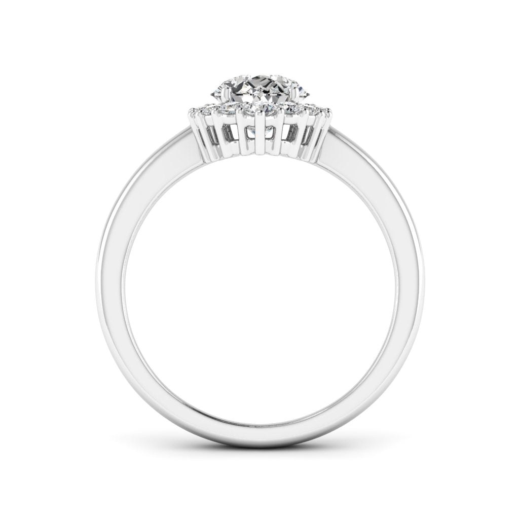 1.50 DEW Pear White Moissanite Ring in 14K Gold