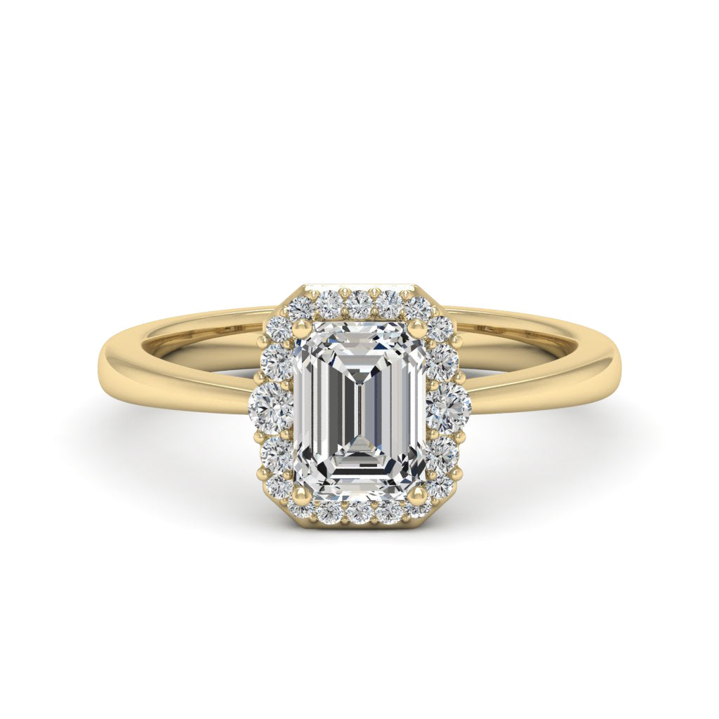 1.00 DEW Octagon White Moissanite Ring in 14K Gold