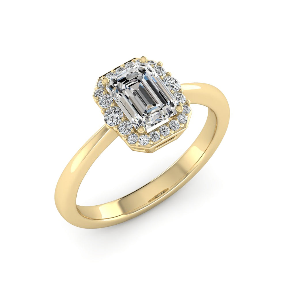 1.00 DEW Octagon White Moissanite Ring in 14K Gold