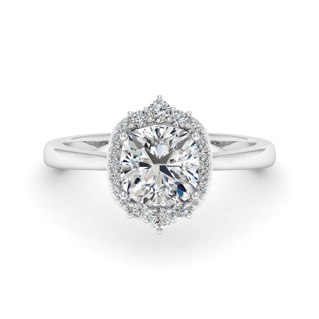 2.00 DEW Cushion White Moissanite Ring in 14K Gold