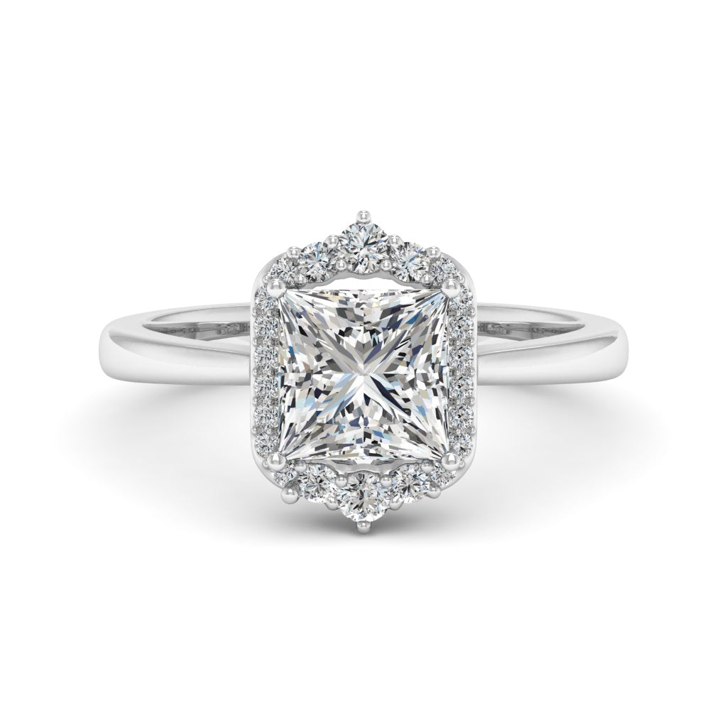 1.70 DEW Princess Cut White Moissanite Ring in 14K Gold