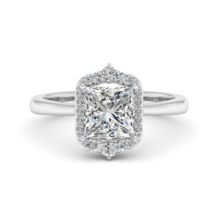 1.70 DEW Princess Cut White Moissanite Ring in 14K Gold