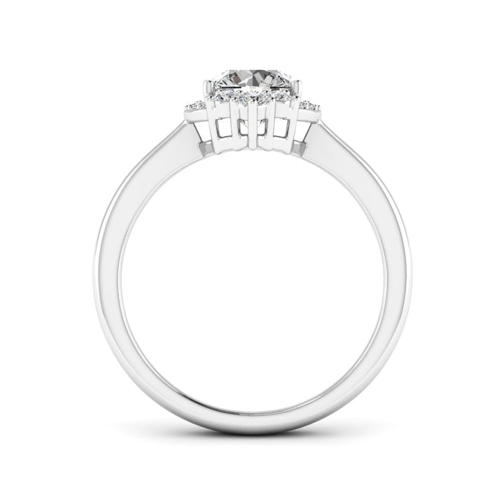 1.00 DEW Round White Moissanite Ring in 14K Gold