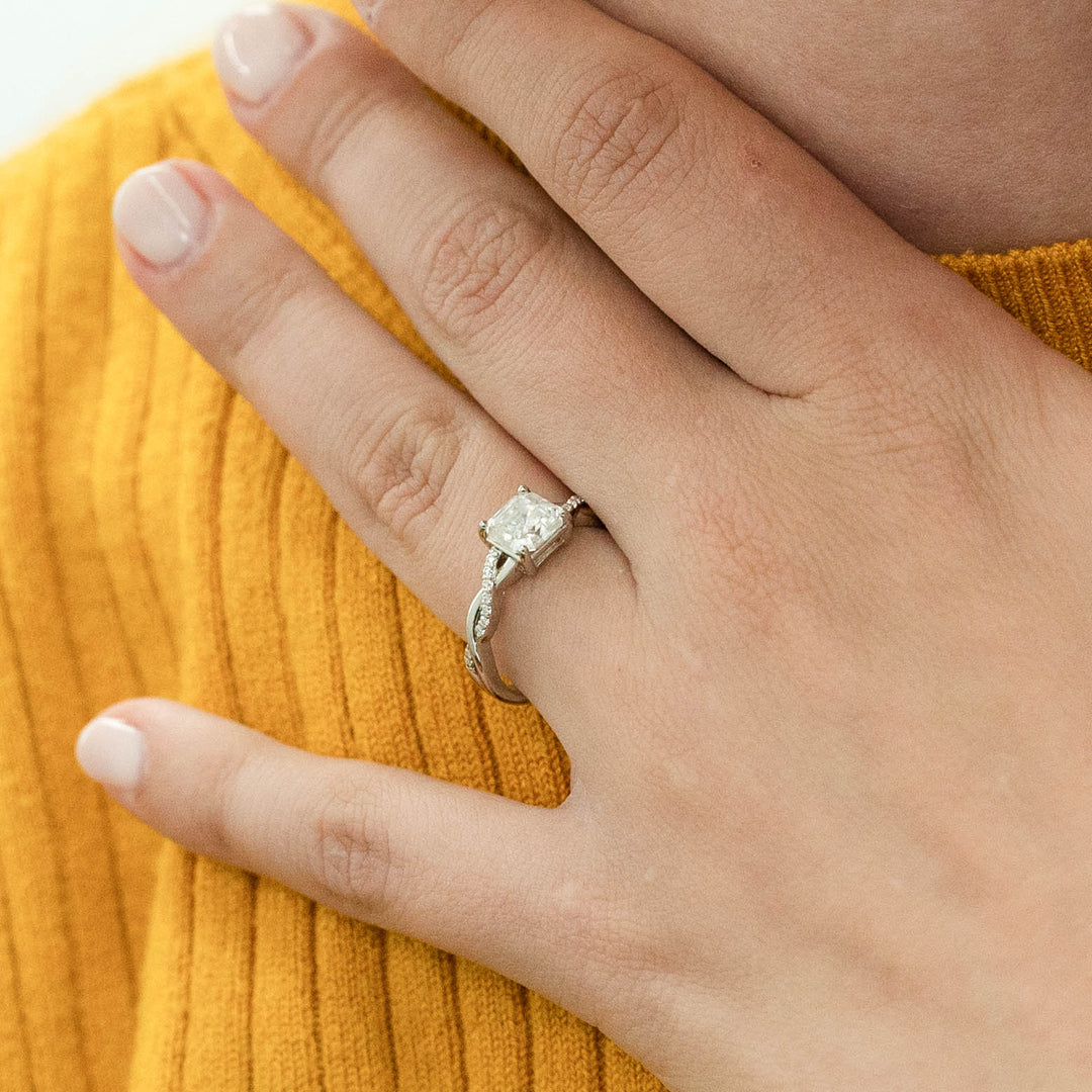 1.50 DEW Octagon White Moissanite Ring in 14K Gold
