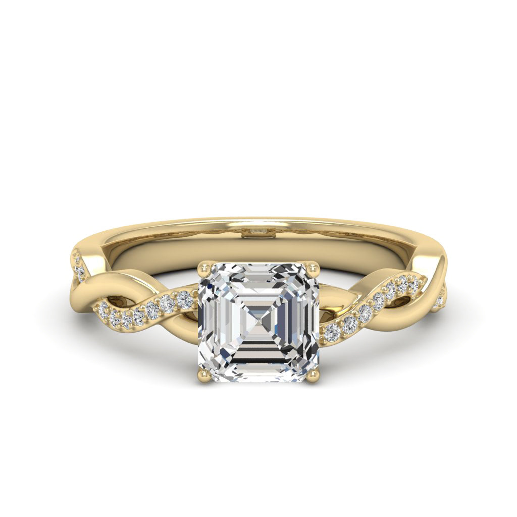 1.50 DEW Octagon White Moissanite Ring in 14K Gold