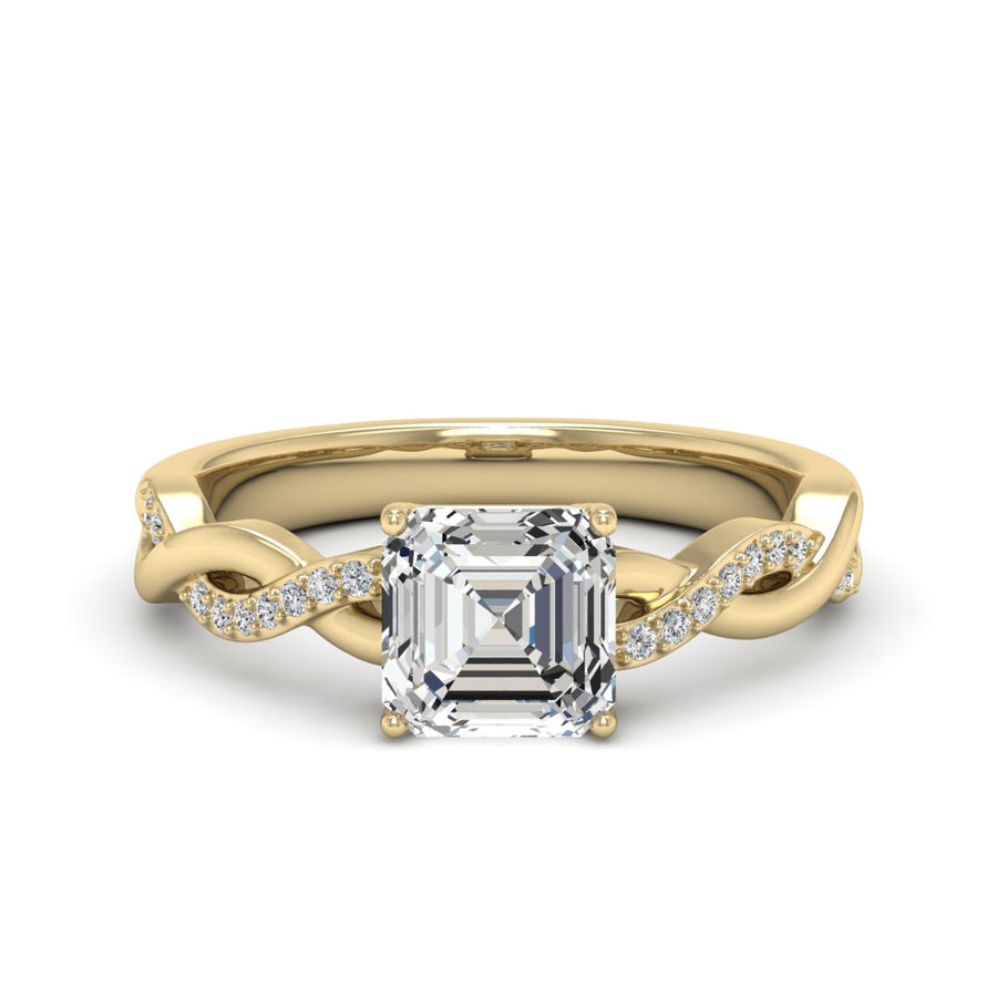 1.50 DEW Octagon White Moissanite Ring in 14K Gold