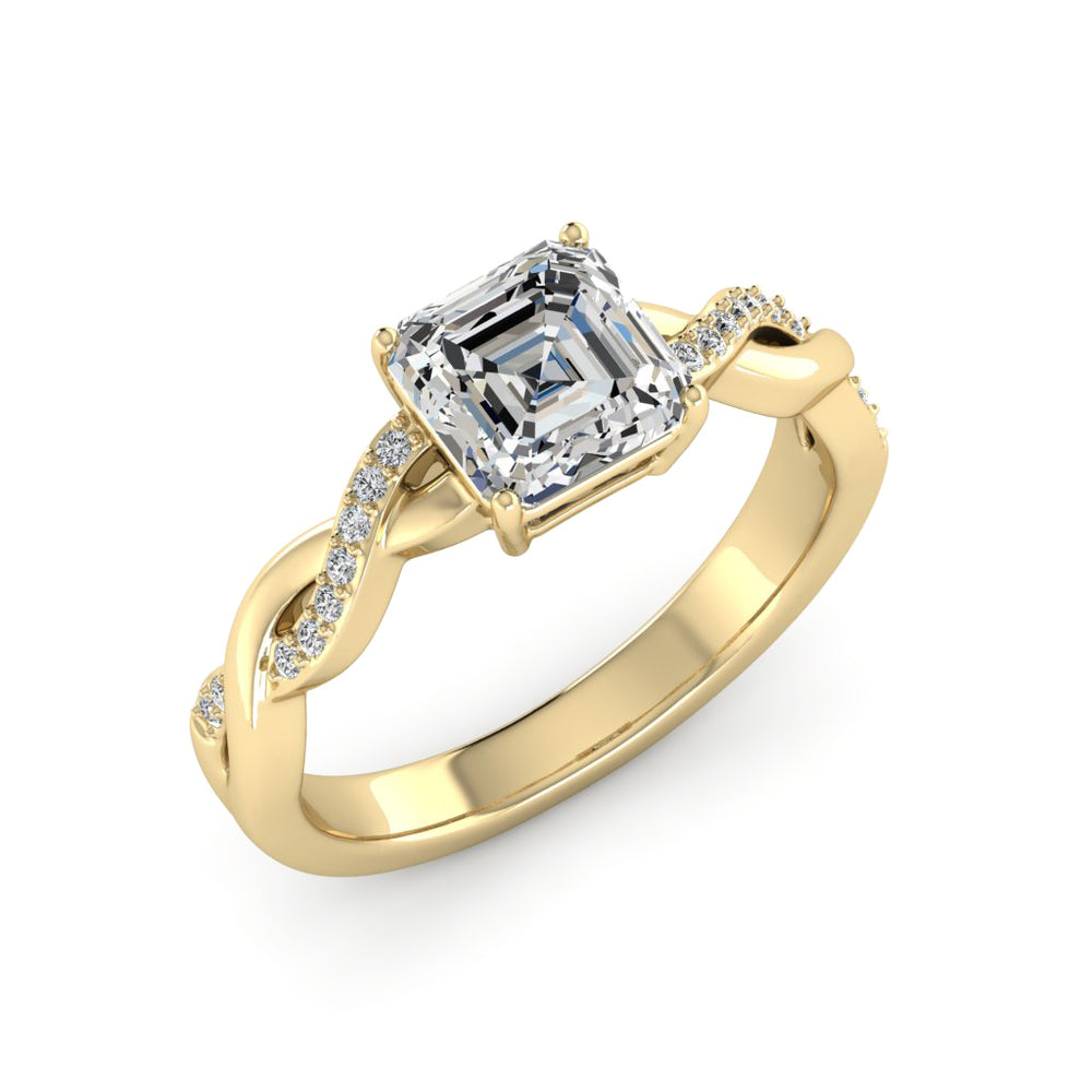 1.50 DEW Octagon White Moissanite Ring in 14K Gold