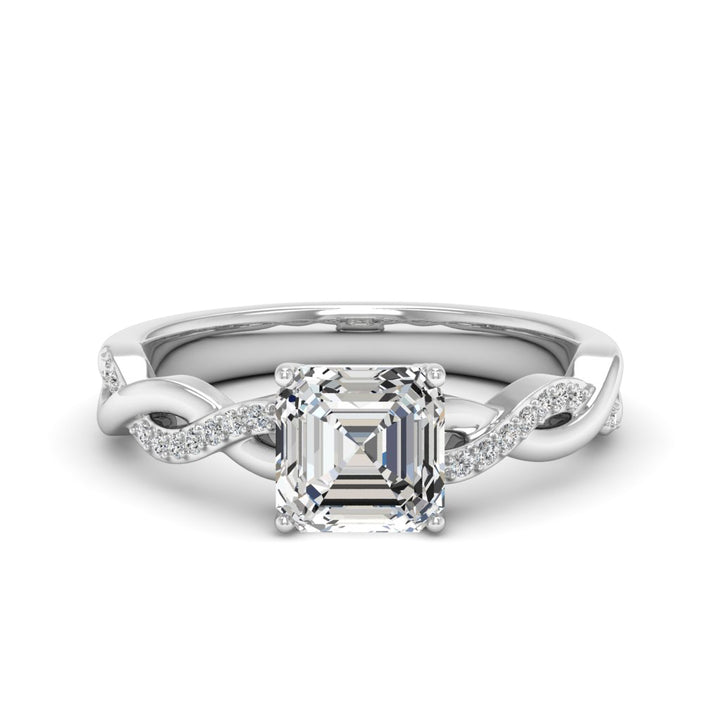 1.50 DEW Octagon White Moissanite Ring in 14K Gold