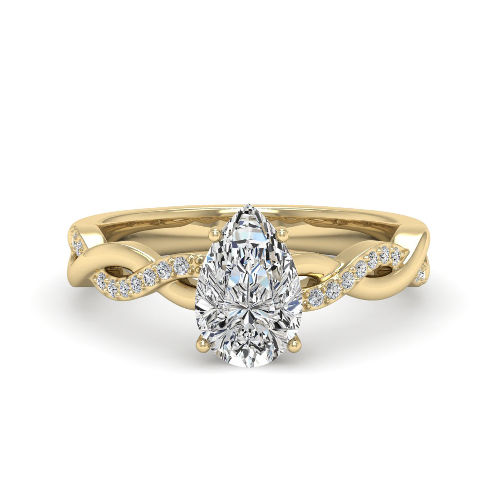 1.50 DEW Pear White Moissanite Ring in 14K Gold