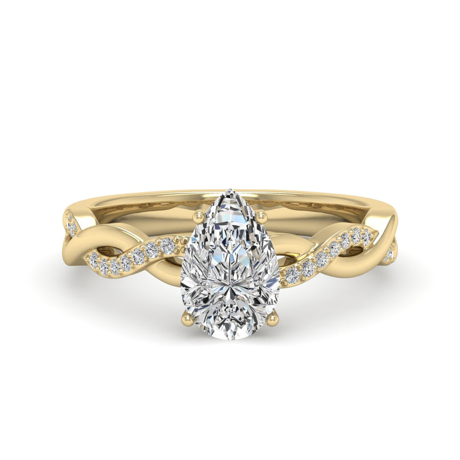 1.50 DEW Pear White Moissanite Ring in 14K Gold
