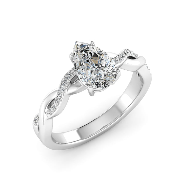 1.50 DEW Pear White Moissanite Ring in 14K Gold